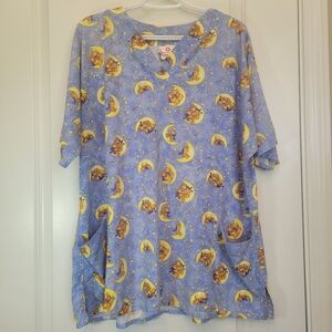 Women XL Cotton nurse medical scrub uniform pediatric blue bear By WHITE CROSS